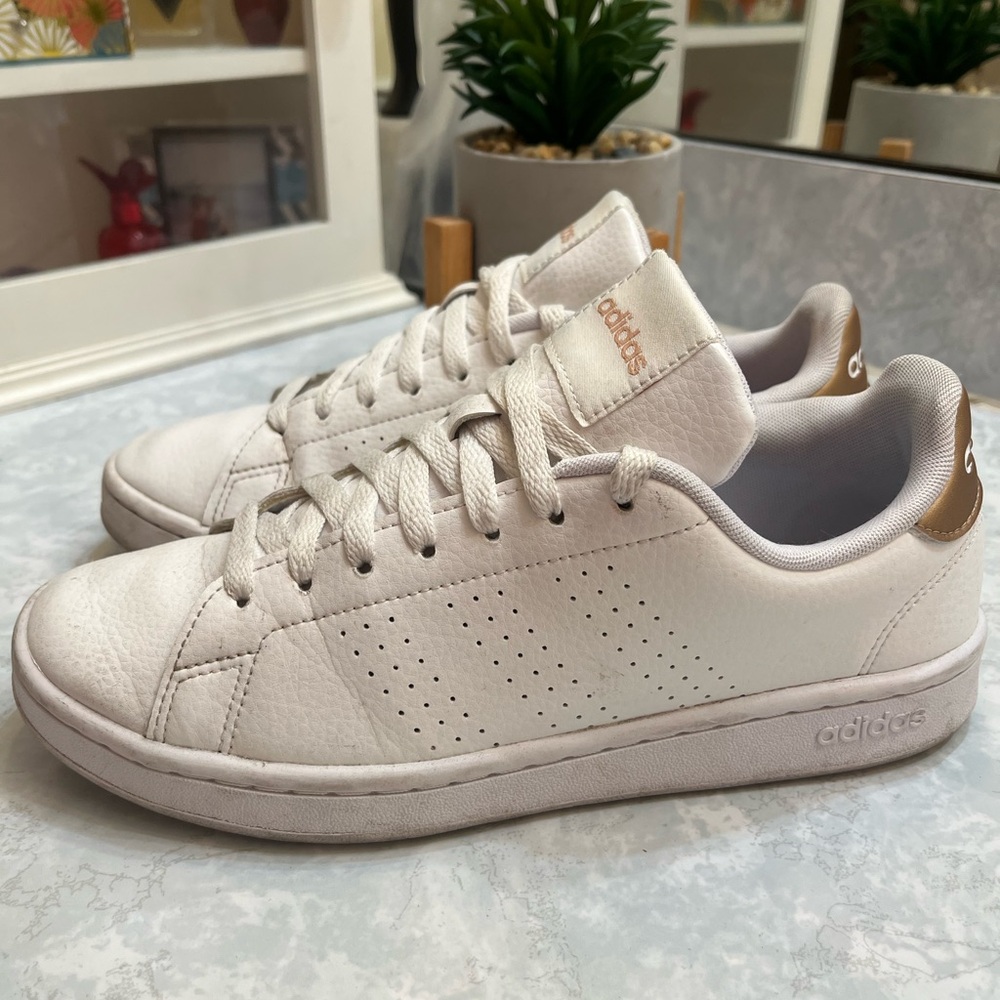 adidas Women's White and Gold Sneakers
